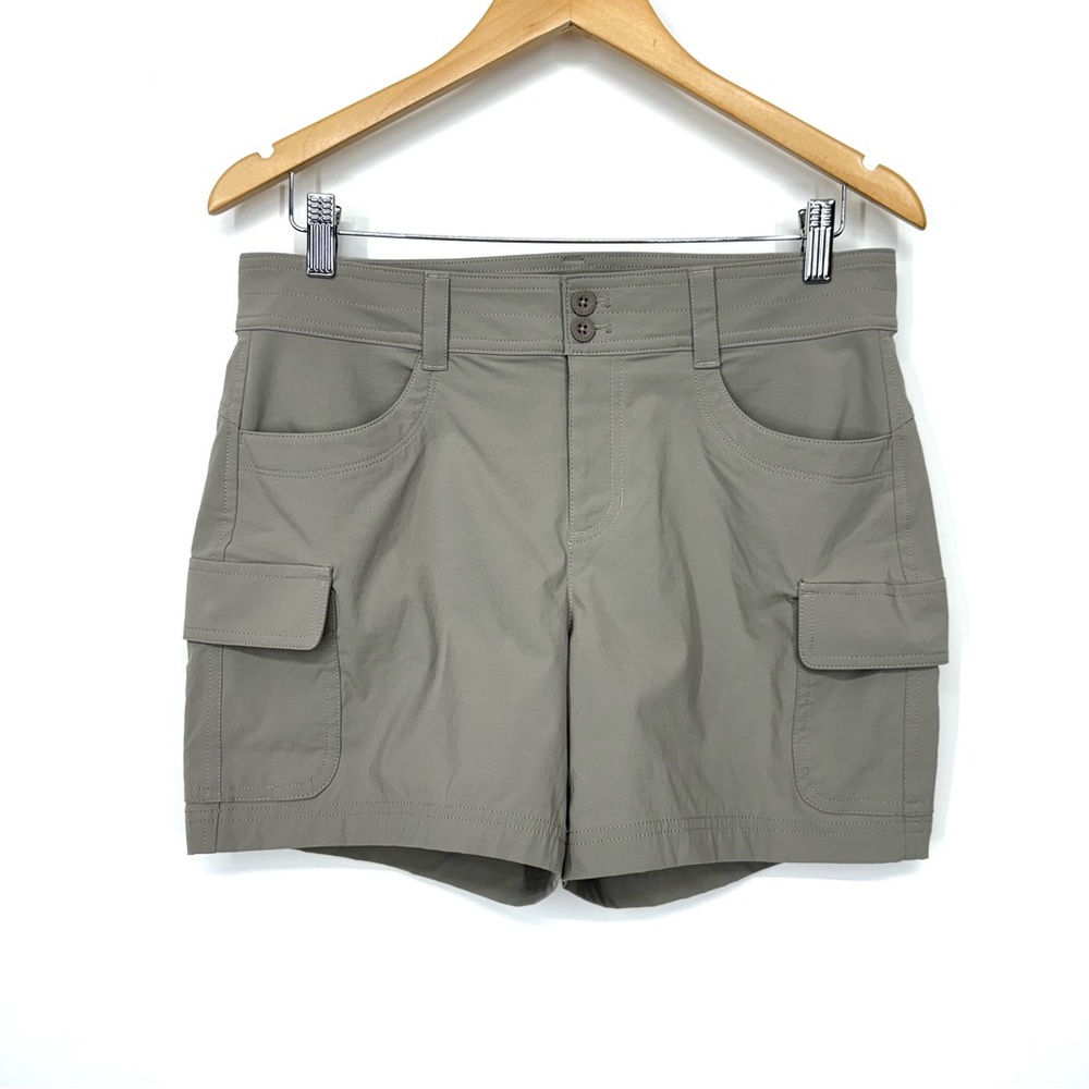 Eddie Bauer Solid Gray Nylon Spandex Cargo Shorts Hiking Gorpcore Size 8